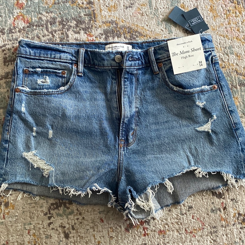 Abercrombie & Fitch Blue Distressed Denim Shorts